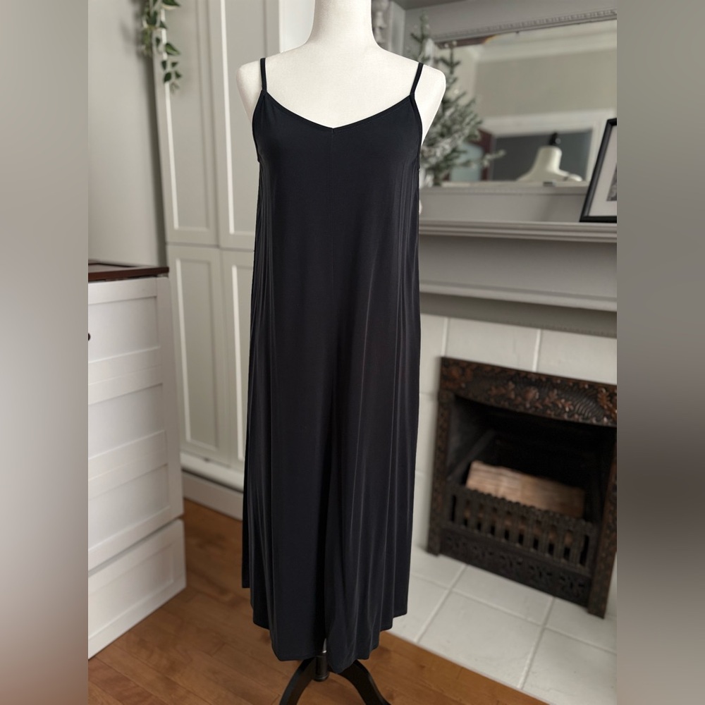 Black Maxi Slip Dress with Spaghetti Straps